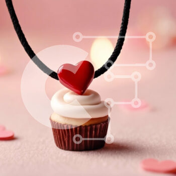 Intra Συλλεκτικό Ξύλινο Παζλ Plywood  4mm - Κολιέ Cupcake με κόκκινες καρδιές και κομφετί Σε Ξύλινο Κουτί - Διαστάσεις Puzzle: 10x10 cm – 25 κομμάτια - Image 1