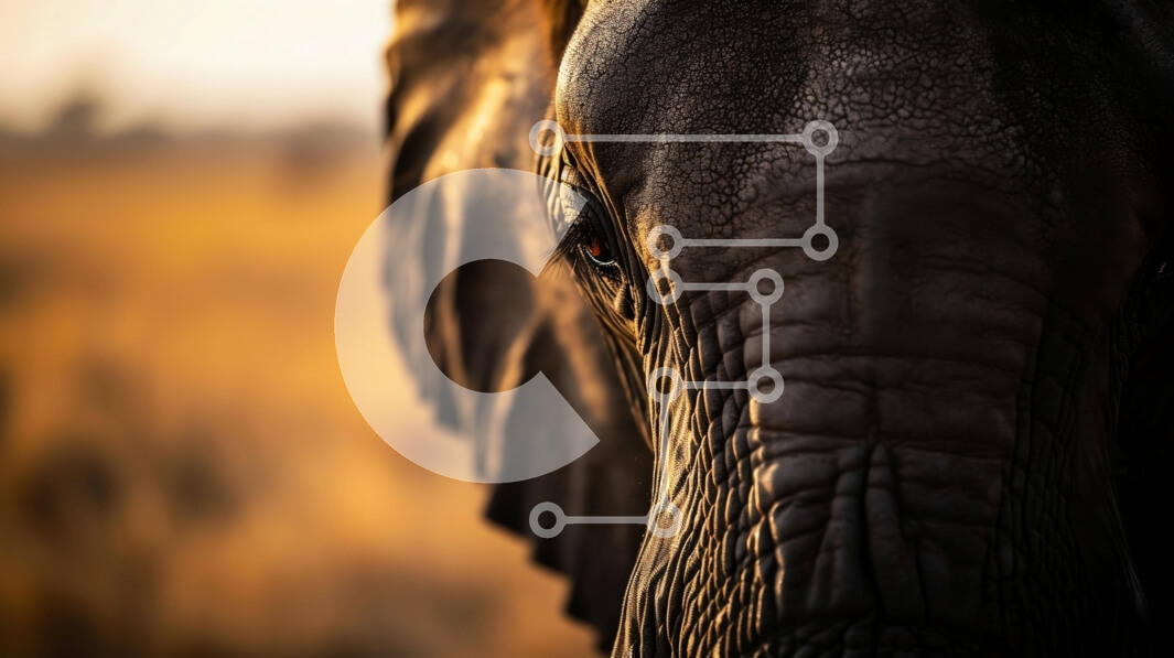 Intra Συλλεκτικό Ξύλινο Παζλ Plywood  4mm - Κοντινό πλάνο του προσώπου ενός ελέφαντα Σε Ξύλινο Κουτί - Διαστάσεις: 10x10 cm – 25 κομμάτια