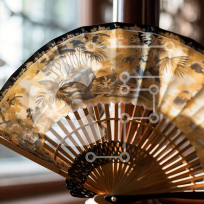 Intra Συλλεκτικό Ξύλινο Παζλ Plywood  4mm - Μαύρο και χρυσό ανεμιστήρα σε ξύλινη βάση Σε Ξύλινο Κουτί - Διαστάσεις: 10x10 cm – 25 κομμάτια - Image 1