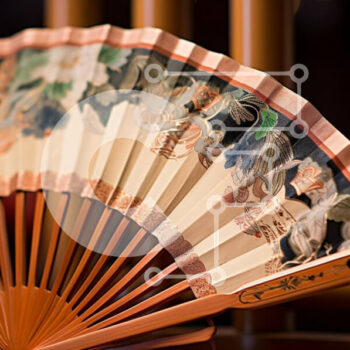 Intra Συλλεκτικό Ξύλινο Παζλ Plywood  4mm - Ασιατικής έμπνευσης θαυμαστής ενάντια σε έναν ξύλινο φράχτη Σε Ξύλινο Κουτί - Διαστάσεις Puzzle: 10x10 cm – 25 κομμάτια - Image 1