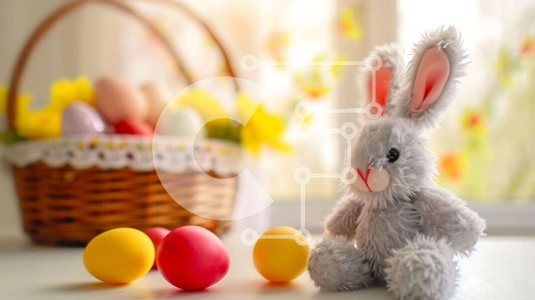 Intra Συλλεκτικό Ξύλινο Παζλ Plywood  4mm - Πασχαλινό λαγουδάκι με πολύχρωμα αυγά στο καλάθι Σε Ξύλινο Κουτί - Διαστάσεις: 10x10 cm – 25 κομμάτια