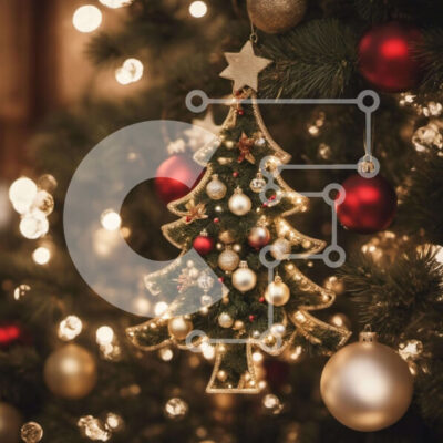 Intra Συλλεκτικό Ξύλινο Παζλ Plywood  4mm - Στολισμένο χριστουγεννιάτικο δέντρο με στολίδια και μπάλες Σε Ξύλινο Κουτί - Διαστάσεις: 10x10 cm – 25 κομμάτια - Image 1