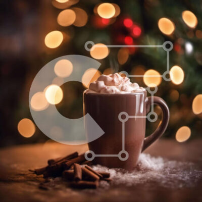 Intra Συλλεκτικό Ξύλινο Παζλ Plywood  4mm - Γιορτινό Ζεστό Κακάο με Marshmallows και ξυλάκια κανέλας Σε Ξύλινο Κουτί - Διαστάσεις Puzzle: 10x10 cm – 25 κομμάτια - Image 1