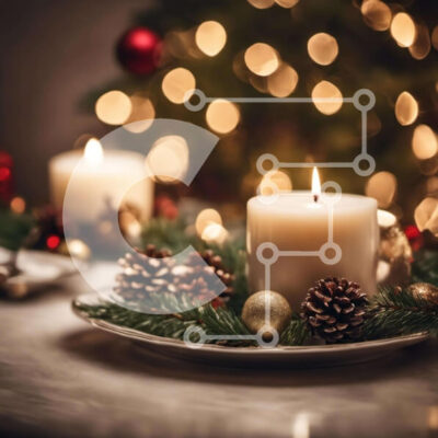 Intra Συλλεκτικό Ξύλινο Παζλ Plywood  4mm - Γιορτινά Χριστουγεννιάτικα στολίδια με κεριά και κουκουνάρια Σε Ξύλινο Κουτί - Διαστάσεις: 10x10 cm – 25 κομμάτια - Image 1