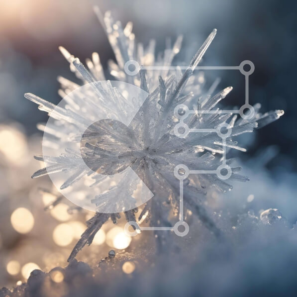 Intra Συλλεκτικό Ξύλινο Παζλ Plywood  4mm - Κοντινό πλάνο μιας νιφάδας χιονιού στο χιόνι με θολό φόντο Σε Ξύλινο Κουτί - Διαστάσεις: 10x10 cm – 25 κομμάτια