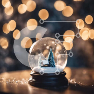 Intra Συλλεκτικό Ξύλινο Παζλ Plywood  4mm - Snow Globe με διακοσμημένο σπίτι και δέντρα Σε Ξύλινο Κουτί - Διαστάσεις: 10x10 cm – 25 κομμάτια - Image 1