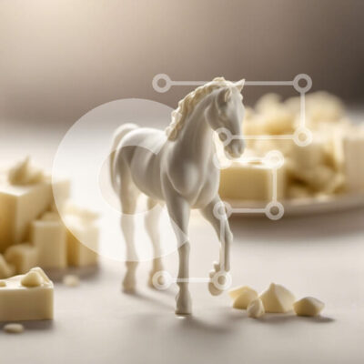 Intra Συλλεκτικό Ξύλινο Παζλ Plywood  4mm - Άλογο παιχνίδι με λευκό τυρί στο τραπέζι Σε Ξύλινο Κουτί - Διαστάσεις Puzzle: 10x10 cm – 25 κομμάτια - Image 1