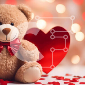 Intra Συλλεκτικό Ξύλινο Παζλ Plywood  4mm - Αρκουδάκι για την ημέρα του Αγίου Βαλεντίνου με καρδιές και κομφετί Σε Ξύλινο Κουτί - Διαστάσεις: 10x10 cm – 25 κομμάτια