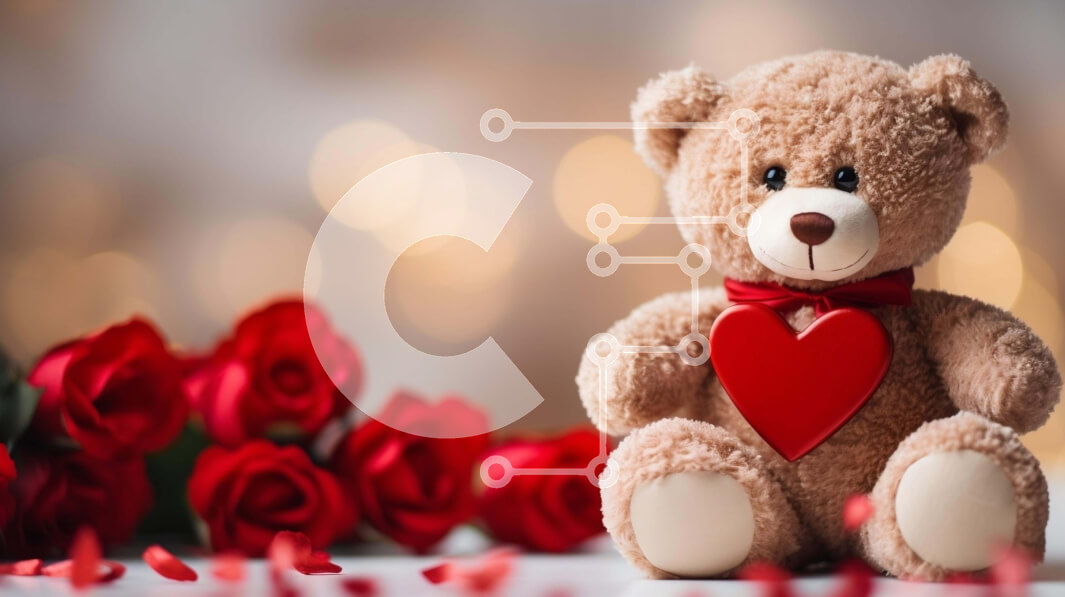 Intra Συλλεκτικό Ξύλινο Παζλ Plywood  4mm - Καφέ αρκουδάκι με διακοσμητική καρδιά και κόκκινα τριαντάφυλλα Σε Ξύλινο Κουτί - Διαστάσεις Puzzle: 10x10 cm – 25 κομμάτια