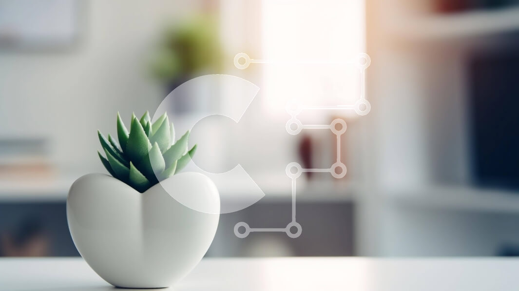 Intra Συλλεκτικό Ξύλινο Παζλ Plywood  4mm - Λευκό φυτό σε γλάστρα σε τραπέζι με βιβλία ραφιών Σε Ξύλινο Κουτί - Διαστάσεις Puzzle: 10x10 cm – 25 κομμάτια