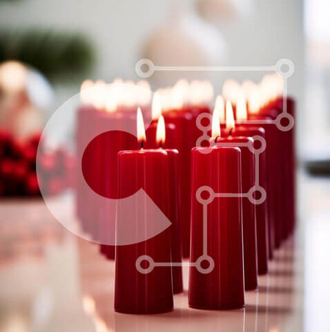 Intra Συλλεκτικό Ξύλινο Παζλ Plywood 4mm - Ομάδα κόκκινων κεριών στο τραπέζι Σε Ξύλινο Κουτί - Διαστάσεις Puzzle: 10x10 cm – 25 κομμάτια - Image 1