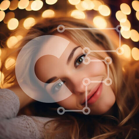 Intra Συλλεκτικό Ξύλινο Παζλ Plywood 4mm - Όμορφη ξανθιά γυναίκα που ποζάρει μπροστά από το φωτισμένο φόντο Σε Ξύλινο Κουτί - Διαστάσεις Puzzle: 10x10 cm – 25 κομμάτια - Image 1