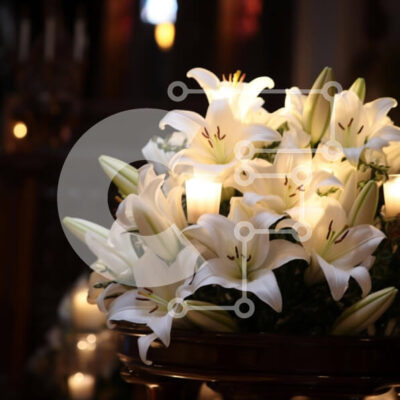 Intra Συλλεκτικό Ξύλινο Παζλ Plywood  4mm - Σύνθεση Λευκοί Κρίνοι με Κεριά Σε Ξύλινο Κουτί - Διαστάσεις Puzzle: 10x10 cm – 25 κομμάτια - Image 1