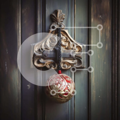 Intra Συλλεκτικό Ξύλινο Παζλ Plywood  4mm - Περίτεχνο χερούλι πόρτας με κόκκινη και χρυσή μπάλα Σε Ξύλινο Κουτί - Διαστάσεις: 10x10 cm – 25 κομμάτια - Image 1