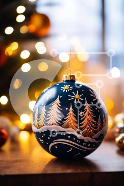 Intra Συλλεκτικό Ξύλινο Παζλ Plywood  4mm - Μπλε Χριστουγεννιάτικη Μπάλα διακόσμηση στο τραπέζι Σε Ξύλινο Κουτί - Διαστάσεις: 10x10 cm – 25 κομμάτια