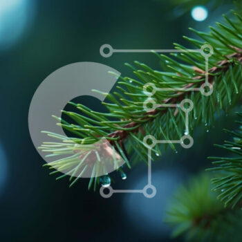 Intra Συλλεκτικό Ξύλινο Παζλ Plywood  4mm - Φρεσκοκομμένο κλαδί πράσινου πεύκου με σταγονίδια νερού Σε Ξύλινο Κουτί - Διαστάσεις: 10x10 cm – 25 κομμάτια - Image 1