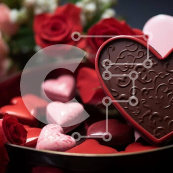 Intra Συλλεκτικό Ξύλινο Παζλ Plywood  4mm - Μπάρα σοκολάτας σε σχήμα καρδιάς με κόκκινα τριαντάφυλλα και λουλούδια Σε Ξύλινο Κουτί - Διαστάσεις Puzzle: 10x10 cm – 25 κομμάτια - Image 1