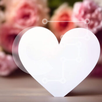 Intra Συλλεκτικό Ξύλινο Παζλ Plywood  4mm - Χάρτινο κόψιμο σε σχήμα καρδιάς με ροζ και λευκά λουλούδια Σε Ξύλινο Κουτί - Διαστάσεις Puzzle: 10x10 cm – 25 κομμάτια - Image 1