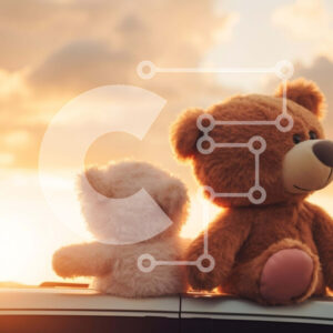 Intra Συλλεκτικό Ξύλινο Παζλ Plywood  4mm - Teddy Bears στη στέγη αυτοκινήτου στο ηλιοβασίλεμα Σε Ξύλινο Κουτί - Διαστάσεις Puzzle: 10x10 cm – 25 κομμάτια