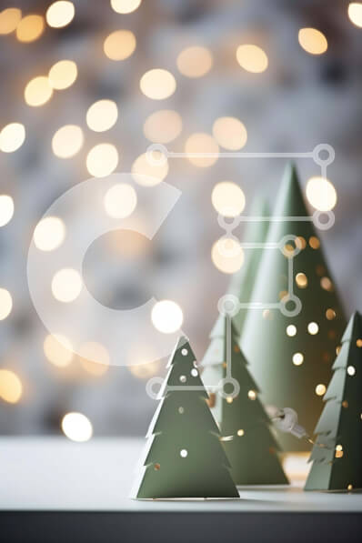 Intra Συλλεκτικό Ξύλινο Παζλ Plywood  4mm - Εορταστική διακόσμηση με πράσινα δέντρα και πουλί Σε Ξύλινο Κουτί - Διαστάσεις: 10x10 cm – 25 κομμάτια