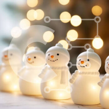 Intra Συλλεκτικό Ξύλινο Παζλ Plywood  4mm - Σειρά από λευκά ειδώλια χιονάνθρωποι με φωτισμένο φόντο Σε Ξύλινο Κουτί - Διαστάσεις Puzzle: 10x10 cm – 25 κομμάτια - Image 1