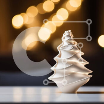 Intra Συλλεκτικό Ξύλινο Παζλ Plywood  4mm - Λευκό κεραμικό γλυπτό σε σχήμα δέντρου σε φωτισμένο φόντο Σε Ξύλινο Κουτί - Διαστάσεις Puzzle: 10x10 cm – 25 κομμάτια - Image 1