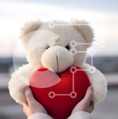 Intra Συλλεκτικό Ξύλινο Παζλ Plywood  4mm - Χαριτωμένο λευκό αρκουδάκι με κόκκινη καρδιά Σε Ξύλινο Κουτί - Διαστάσεις Puzzle: 10x10 cm – 25 κομμάτια - Image 1