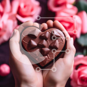 Intra Συλλεκτικό Ξύλινο Παζλ Plywood  4mm - Μπάρα σοκολάτας σε σχήμα καρδιάς με ροζ τριαντάφυλλα Σε Ξύλινο Κουτί - Διαστάσεις: 10x10 cm – 25 κομμάτια