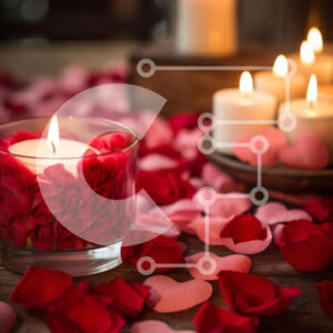 Intra Συλλεκτικό Ξύλινο Παζλ Plywood  4mm - Ρομαντικό τραπέζι υπό το φως των κεριών με ροδοπέταλα Σε Ξύλινο Κουτί - Διαστάσεις Puzzle: 10x10 cm – 25 κομμάτια