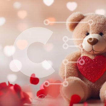 Intra Συλλεκτικό Ξύλινο Παζλ Plywood  4mm - Αρκουδάκι ανάμεσα σε κόκκινα τριαντάφυλλα για την ημέρα του Αγίου Βαλεντίνου Σε Ξύλινο Κουτί - Διαστάσεις Puzzle: 10x10 cm – 25 κομμάτια - Image 1