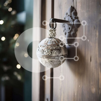 Intra Συλλεκτικό Ξύλινο Παζλ Plywood  4mm - Ξύλινη πόρτα με γιορτινό στολίδι Σε Ξύλινο Κουτί - Διαστάσεις Puzzle: 10x10 cm – 25 κομμάτια - Image 1