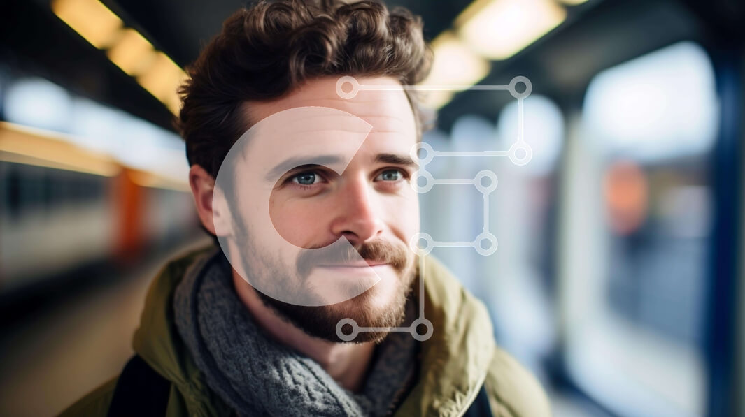 Intra Συλλεκτικό Ξύλινο Παζλ Plywood  4mm - Γενειοφόρος άνδρας στο σιδηροδρομικό σταθμό Σε Ξύλινο Κουτί - Διαστάσεις Puzzle: 10x10 cm – 25 κομμάτια