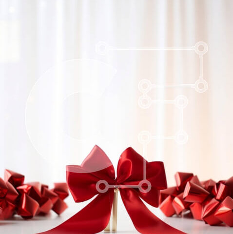 Intra Συλλεκτικό Ξύλινο Παζλ Plywood  4mm - Κομψό στήσιμο τραπεζιού με κόκκινες κορδέλες και φιόγκους Σε Ξύλινο Κουτί - Διαστάσεις Puzzle: 10x10 cm – 25 κομμάτια - Image 1