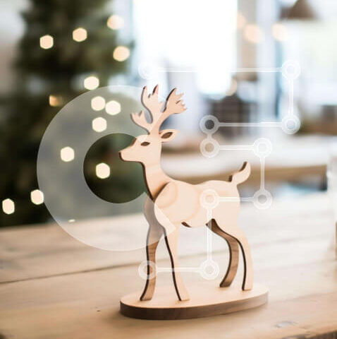 Intra Συλλεκτικό Ξύλινο Παζλ Plywood  4mm - Ξύλινο ειδώλιο ελαφιού σε τραπεζαρία Σε Ξύλινο Κουτί - Διαστάσεις: 10x10 cm – 25 κομμάτια - Image 1