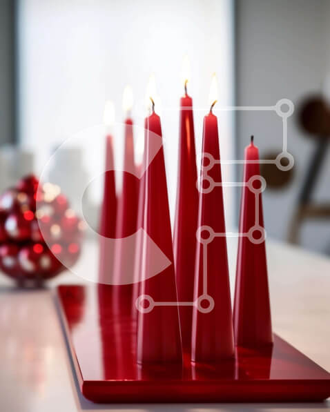 Intra Συλλεκτικό Ξύλινο Παζλ Plywood  4mm - Κόκκινα κεριά κώνου και διακοσμητική μπάλα σε δίσκο για εορταστική διακόσμηση Σε Ξύλινο Κουτί - Διαστάσεις: 10x10 cm – 25 κομμάτια