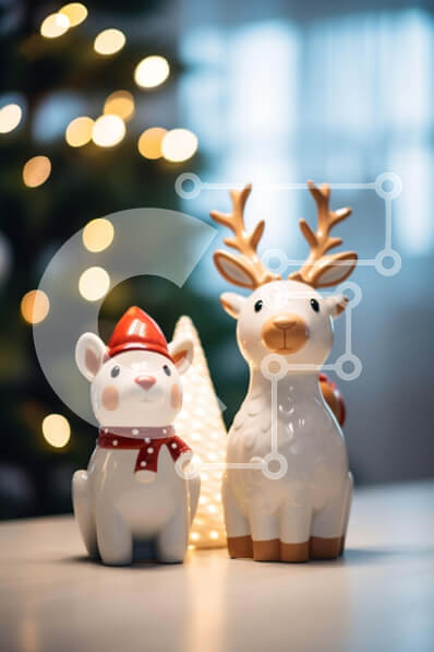 Intra Συλλεκτικό Ξύλινο Παζλ Plywood  4mm - Εορταστικές γιορτινές διακοσμήσεις με ειδώλια ταράνδων και σκύλων Σε Ξύλινο Κουτί - Διαστάσεις: 10x10 cm – 25 κομμάτια