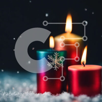 Intra Συλλεκτικό Ξύλινο Παζλ Plywood  4mm - Πολύχρωμα κεριά στο χιόνι με νιφάδα χιονιού Σε Ξύλινο Κουτί - Διαστάσεις Puzzle: 10x10 cm – 25 κομμάτια - Image 1