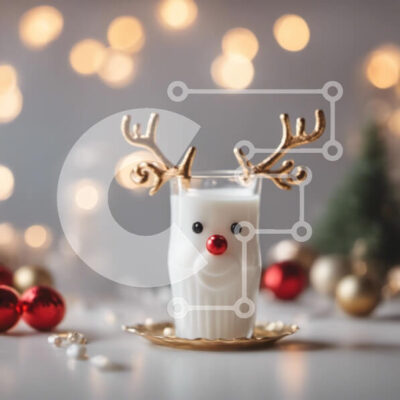 Intra Συλλεκτικό Ξύλινο Παζλ Plywood 4mm - Χριστουγεννιάτικο γάλα με κέρατα ταράνδου και στολίδια Σε Ξύλινο Κουτί - Διαστάσεις Puzzle: 10x10 cm – 25 κομμάτια - Image 1