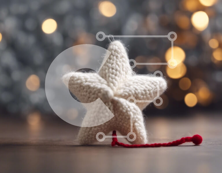 Intra Συλλεκτικό Ξύλινο Παζλ Plywood  4mm - Πλεκτό Διακόσμηση Αστέρι σε Ξύλινο Τραπέζι Σε Ξύλινο Κουτί - Διαστάσεις Puzzle: 10x10 cm – 25 κομμάτια