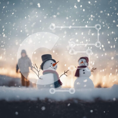 Intra Συλλεκτικό Ξύλινο Παζλ Plywood 4mm - Χειμερινοί χιονάνθρωποι που στέκονται στο χιόνι με πρόσωπο Σε Ξύλινο Κουτί - Διαστάσεις Puzzle: 10x10 cm – 25 κομμάτια - Image 1