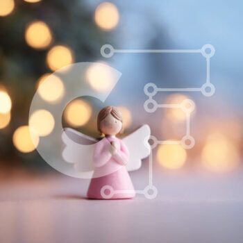 Intra Συλλεκτικό Ξύλινο Παζλ Plywood  4mm - Ειδώλιο αγγέλου που περιβάλλεται από πολύχρωμα φώτα Σε Ξύλινο Κουτί - Διαστάσεις Puzzle: 10x10 cm – 25 κομμάτια - Image 1