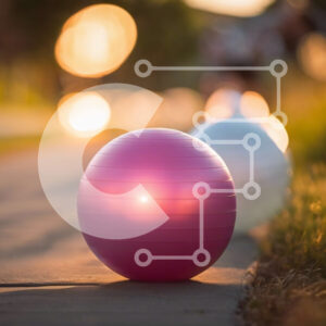 Intra Συλλεκτικό Ξύλινο Παζλ Plywood  4mm - Μπάλα γυμναστικής στο πεζοδρόμιο με ανθρώπους που περπατούν Σε Ξύλινο Κουτί - Διαστάσεις Puzzle: 10x10 cm – 25 κομμάτια