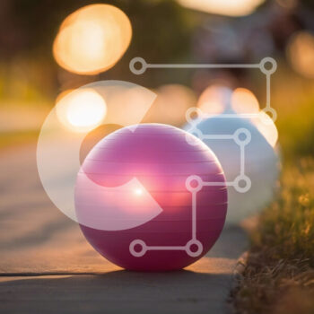 Intra Συλλεκτικό Ξύλινο Παζλ Plywood  4mm - Μπάλα γυμναστικής στο πεζοδρόμιο με ανθρώπους που περπατούν Σε Ξύλινο Κουτί - Διαστάσεις Puzzle: 10x10 cm – 25 κομμάτια - Image 1