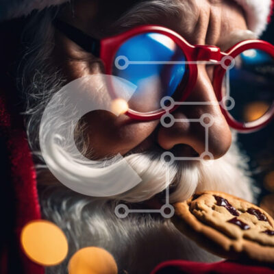 Intra Συλλεκτικό Ξύλινο Παζλ Plywood  4mm - Άγιος Βασίλης με τα ποτήρια που κρατά ένα μπισκότο Σε Ξύλινο Κουτί - Διαστάσεις: 10x10 cm – 25 κομμάτια - Image 1