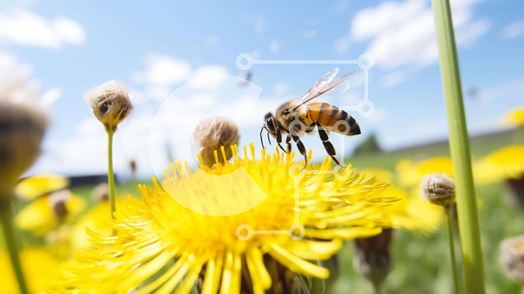 Intra Συλλεκτικό Ξύλινο Παζλ Plywood  4mm - Μέλισσα σε ένα λουλούδι πικραλίδα Σε Ξύλινο Κουτί - Διαστάσεις: 10x10 cm – 25 κομμάτια