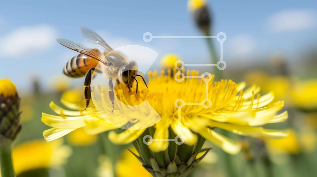 Intra Συλλεκτικό Ξύλινο Παζλ Plywood  4mm - Μέλισσα σε ένα κίτρινο λουλούδι πικραλίδας Σε Ξύλινο Κουτί - Διαστάσεις: 10x10 cm – 25 κομμάτια