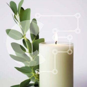 Intra Συλλεκτικό Ξύλινο Παζλ Plywood  4mm - Λευκό κερί με στολισμό με φύλλα ευκαλύπτου Σε Ξύλινο Κουτί - Διαστάσεις Puzzle: 10x10 cm – 25 κομμάτια - Image 1