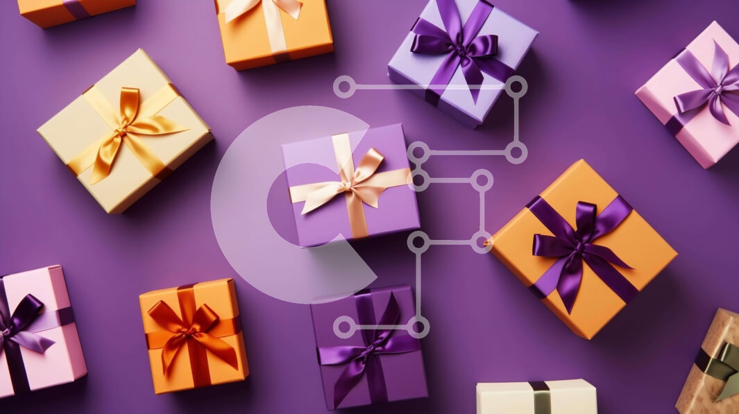 Intra Συλλεκτικό Ξύλινο Παζλ Plywood  4mm - Πολύχρωμα κουτιά δώρων σε μωβ φόντο Σε Ξύλινο Κουτί - Διαστάσεις Puzzle: 10x10 cm – 25 κομμάτια