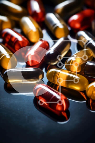 Intra Συλλεκτικό Ξύλινο Παζλ Plywood  4mm - Πολύχρωμες κάψουλες χαπιών στο τραπέζι Σε Ξύλινο Κουτί - Διαστάσεις Puzzle: 10x10 cm – 25 κομμάτια