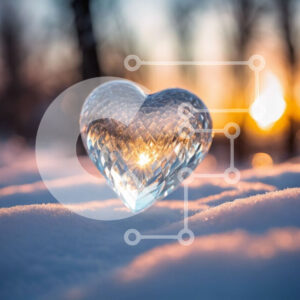 Intra Συλλεκτικό Ξύλινο Παζλ Plywood  4mm - Γυάλινο αντικείμενο σε σχήμα καρδιάς στο χιόνι Σε Ξύλινο Κουτί - Διαστάσεις Puzzle: 10x10 cm – 25 κομμάτια